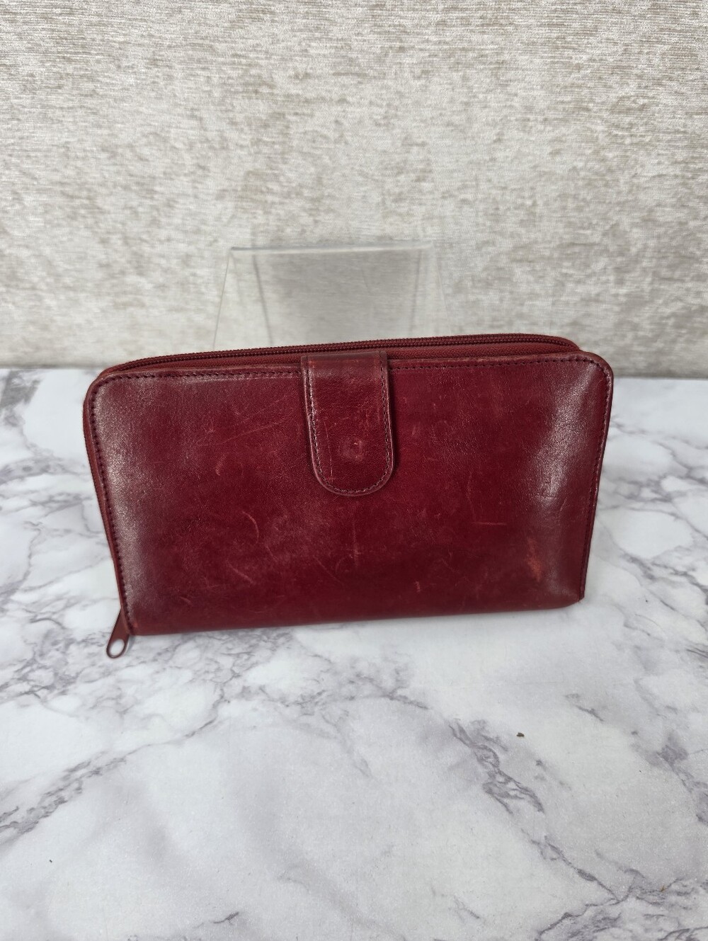 Wilson's Red Leather Passport Holder and Wallet Large Size Vintage Y2K